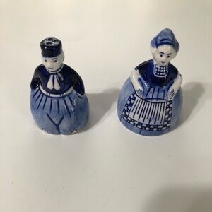 Blue and White Delft-Style Dutch Couple Salt & Pepper Shakers